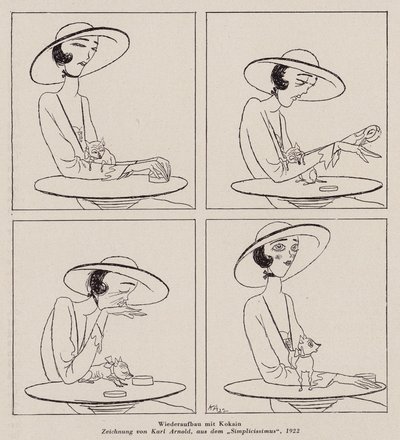 Mujer tomando cocaína (litografía) de Karl Arnold