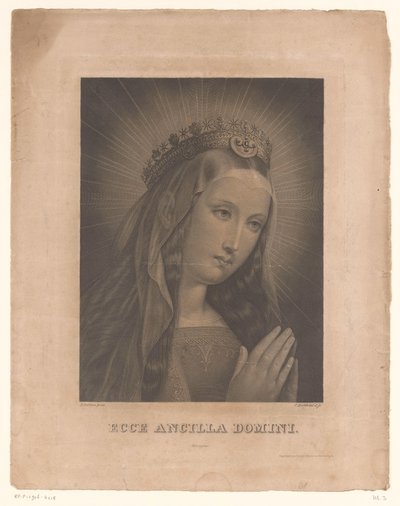 maria en bidden houding Ecce ancilla dominio (título de objeto) de Karl Barth