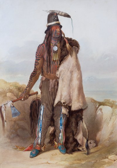 Abdih-Hiddisch, el jefe Minatarre de Karl Bodmer