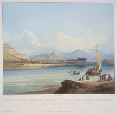Campamento de los Gros Ventres de las Praderas en el Alto Missouri de Karl Bodmer