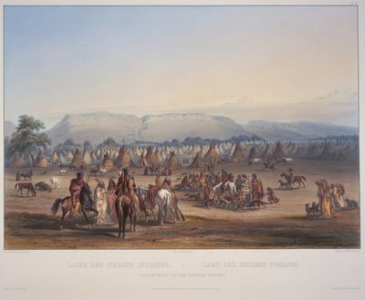 Campamento de los indios Peikann de Karl Bodmer