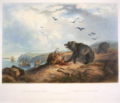 Caza del Oso Grizzly de Karl Bodmer