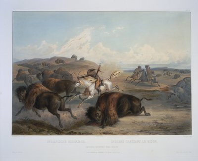 Indios Cazando el Bisonte de Karl Bodmer