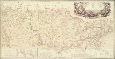 Mapa para ilustrar la ruta del príncipe Maximiliano de Wied en el interior de América del Norte desde Boston hasta el Alto Misuri de Karl Bodmer