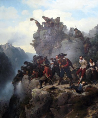 Fusileros defendiendo un paso de Carl Friedrich Lessing