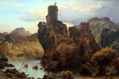 Castillo de caballeros - Castillo en la roca de Carl Friedrich Lessing