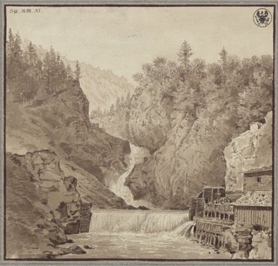 Vista de la cascada cerca de Lend en la región de Salzburgo de Karl Friedrich Schinkel