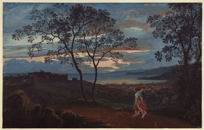 Vista de Trieste desde una elevación al atardecer de Karl Friedrich Schinkel
