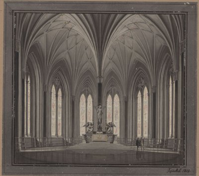 Berlín, Spittelmarkt. Proyecto para la iglesia de Santa Gertrudis. Vista interior del coro de Karl Friedrich Schinkel
