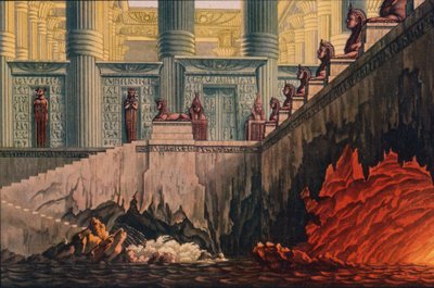 Diseño para una producción de la ópera de Mozart La flauta mágica, 1816 de Karl Friedrich Schinkel