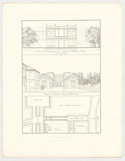 La Wilhelmstraße prolongada, lámina 19 de la serie «Colección de proyectos arquitectónicos» de Karl Friedrich Schinkel