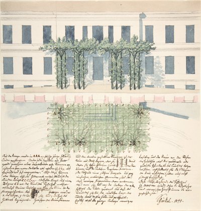 Elevación y plano de la fachada de un edificio, 1840 de Karl Friedrich Schinkel