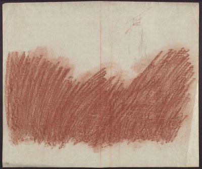 Flächiger Auftrag von Rötel zum Durchzeichnen der Darstellung auf recto de Karl Friedrich Schinkel