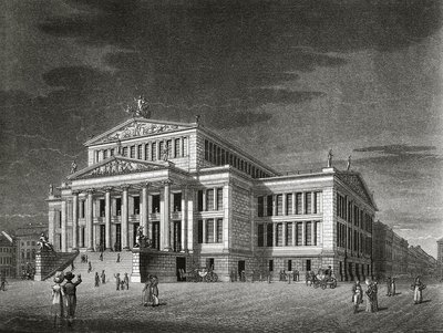 Alemania, Berlín, Vista del Schauspielhaus (sala de conciertos), grabado de Karl Friedrich Schinkels de Karl Friedrich Schinkel