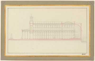 Sección longitudinal de una catedral para Berlín de Karl Friedrich Schinkel