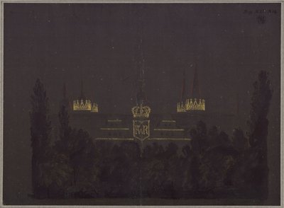 Merseburg. Castillo. Proyecto para la iluminación del castillo con motivo de las celebraciones de homenaje a Federico Guillermo III de Prusia de Karl Friedrich Schinkel