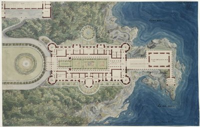 Palacio de Orianda en Crimea. Proyecto moscovita. Planta con los alrededores de Karl Friedrich Schinkel