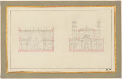 Sección del Cruce y el Extremo Oeste de una Catedral para Berlín de Karl Friedrich Schinkel