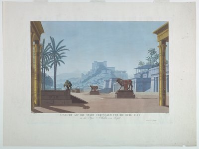 Diseño de escenario: Jerusalén y el Monte Sion, para Athalia de Karl Friedrich Schinkel