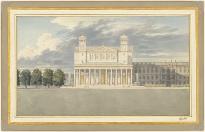 La fachada y alrededores de una catedral para Berlín de Karl Friedrich Schinkel