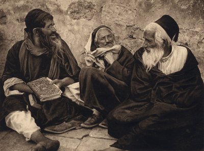 Jerusalén, judíos en el Lugar de los Lamentos (foto en blanco y negro) de Karl Grober