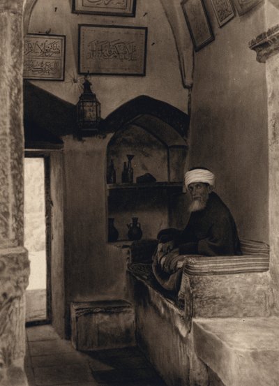Jerusalén, Guardia de la Mezquita en el Monte de los Olivos (foto b/n) de Karl Grober