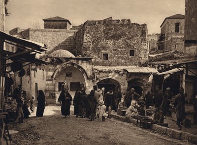 Jerusalén, escena callejera (foto en blanco y negro) de Karl Grober