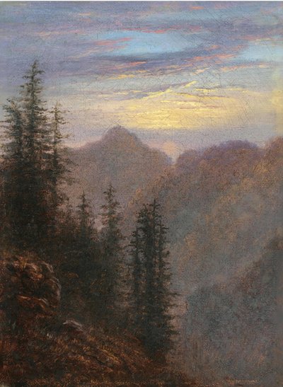 Vista de las montañas al anochecer de Karl Gustav Carus