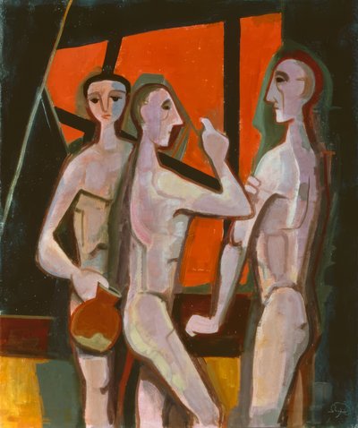 Tres hombres en la habitación de Karl Hofer