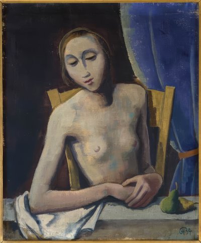 Niña delante de una cortina de Karl Hofer