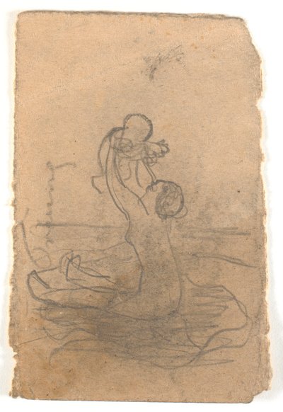 Mujer desnuda levantando a un niño pequeño de Karl Isakson