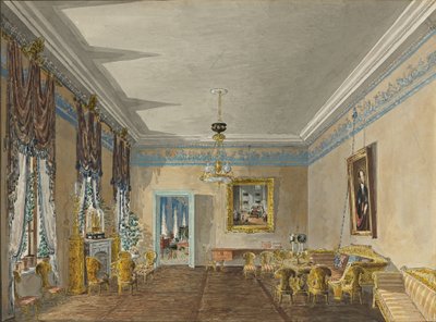 Sala de estar en la Casa de la Princesa Anna Gagarina en Petersburgo, 1799 de Karl Ivanovich Kolmann