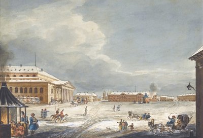 Vista del Teatro Imperial Bolshoi Kamenny de San Petersburgo de Karl Ivanovich Kolmann