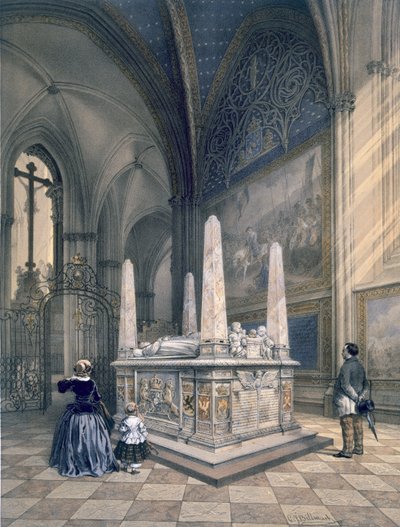 Tumba de Gustavo I en la Catedral de Uppsala, pub. c. 1853-64 de Karl Johann Billmark