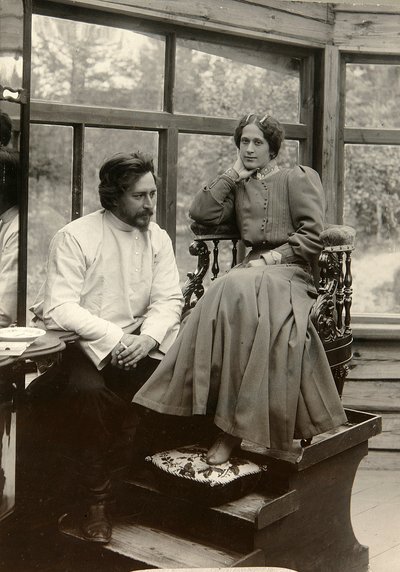 El autor ruso Leonid Andreyev con su esposa de Karl Karlovich Bulla