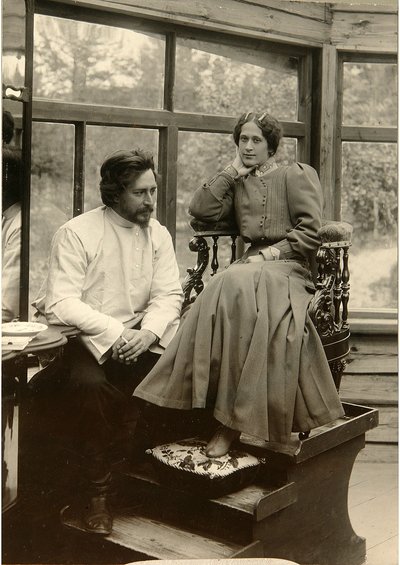 El autor Leonid Andreyev con su esposa Alexandra Michailovna de Karl Karlovich Bulla