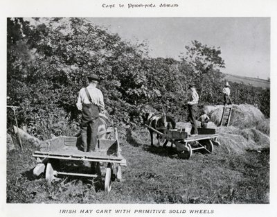 Carro de heno irlandés con ruedas sólidas primitivas de Karl Karlovich Piratsky