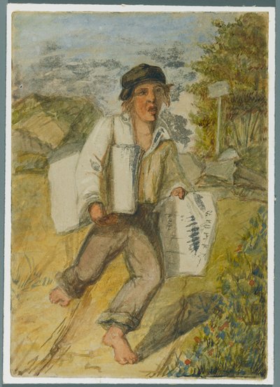 Niño del periódico, 1864 de Karl L.H. Mueller