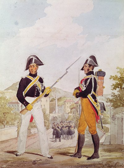 Oficiales de policía de la Garde des Consuls en uniforme de Karl Loeillot Hartwig