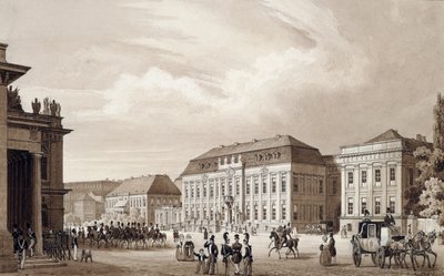 Unter Den Linden, Berlín, c.1840 (acuarela) de Karl Loeillot de Mars