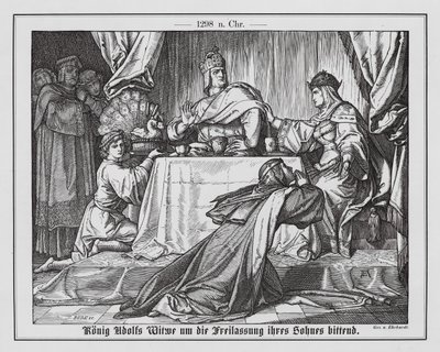 La viuda del rey Adolfo de Nassau suplicando la liberación de su hijo de Karl Ludwig Adolf Ehrhardt