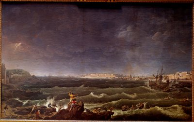 Tempestad en la rada de Saint Malo de Karl Ludwig Hackert