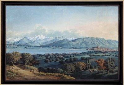 Vista de Ginebra con el Lago Lemán y el Mont Blanc de Karl Ludwig Hackert