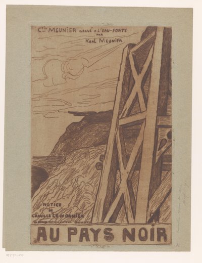 Paisaje de montaña con construcción industrial. Portada de: Lemonnier, Au Pays Noir, [1885] de Karl Meunier