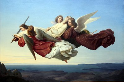 El cuerpo de Santa Catalina de Alejandría, llevado al paraíso por ángeles de Karl Mucke