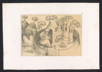 Antonio abad durmiendo en tuin Diseños y estudios de un maestro holandés del siglo XV. Siglo. Basado en los originales conservados en la Biblioteca Real de Berlín (título de la serie) de Karl Palzow
