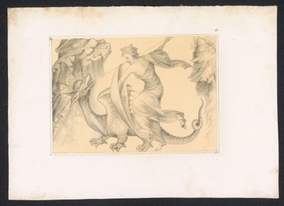 Gevecht tussen draak en vrouw Diseños y estudios de un maestro holandés del siglo XV. Siglo. Basado en los originales conservados en la Biblioteca Real de Berlín (título de la serie) de Karl Palzow