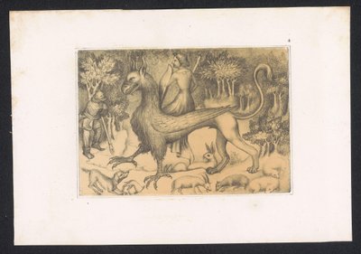 Vrouw temblando op griffioen Diseños y estudios de un maestro holandés del siglo XV. Siglo. Basado en los originales conservados en la Biblioteca Real de Berlín (título de la serie) de Karl Palzow
