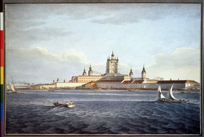 El convento Smolny, en San Petersburgo (El convento Smolny en San Petersburgo). Dibujo de Karl Petrovich Beggrov (1799-1875). Acuarela sobre papel de Karl Pavlovich Beggrov