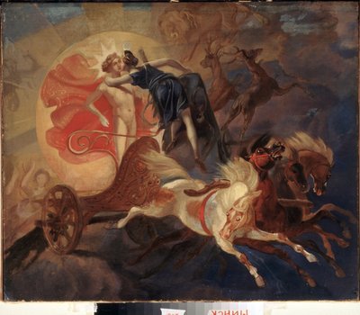 Eclipse de soleil, le salut de Diane a Apollon (Eclipse de sol, la despedida de Diana a Apolo) - Peinture de Karl Pavlovich Briullov (Brioullov) (1799-1852), huile sur toile de Karl Pavlovich Bryullov